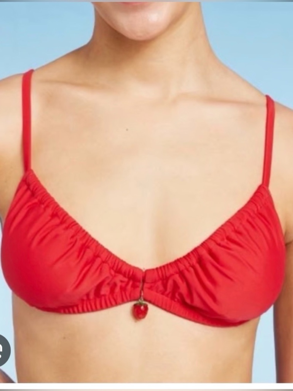 Wild Fable Strawberry Fruit Charm Bikini Top Size Large(12-14) NWT